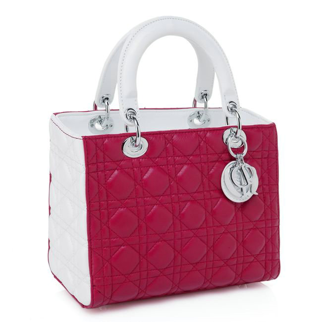 replica jumbo lady dior lambskin leather 6325 white&red - Click Image to Close